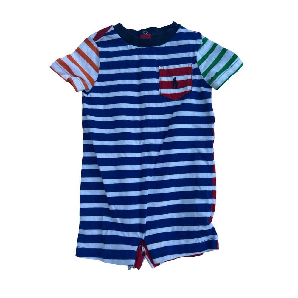 Polo Ralph Lauren Baby Boys‎ Multi Color Striped Romper Short Sleeve 6M 6 Month